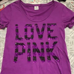 Sequin LOVE PINK scoop neck